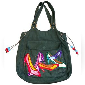 West Loop Vtg hobo bag, High heel shoe design canvas